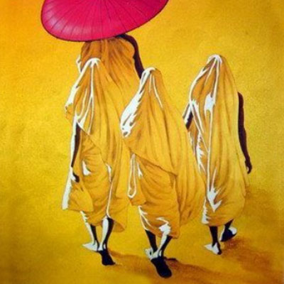 Bali Painting » Buddhist Monks Painting - Bali Painting Collections